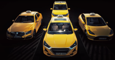 The trailer suggests four usable taxis at the game's launch