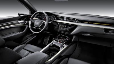 The E-tron's cabin is dominated by Audi's MMI dual touchscreen setup