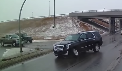 Cadillac Escalade Driver Takes 'Alternative' Highway Exit