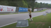 Mannequin falls onto the track during the Barber IndyCar race