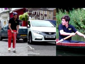 2012 Honda Civic vs. Micro Scooter vs. Boat: "It's A Race!"