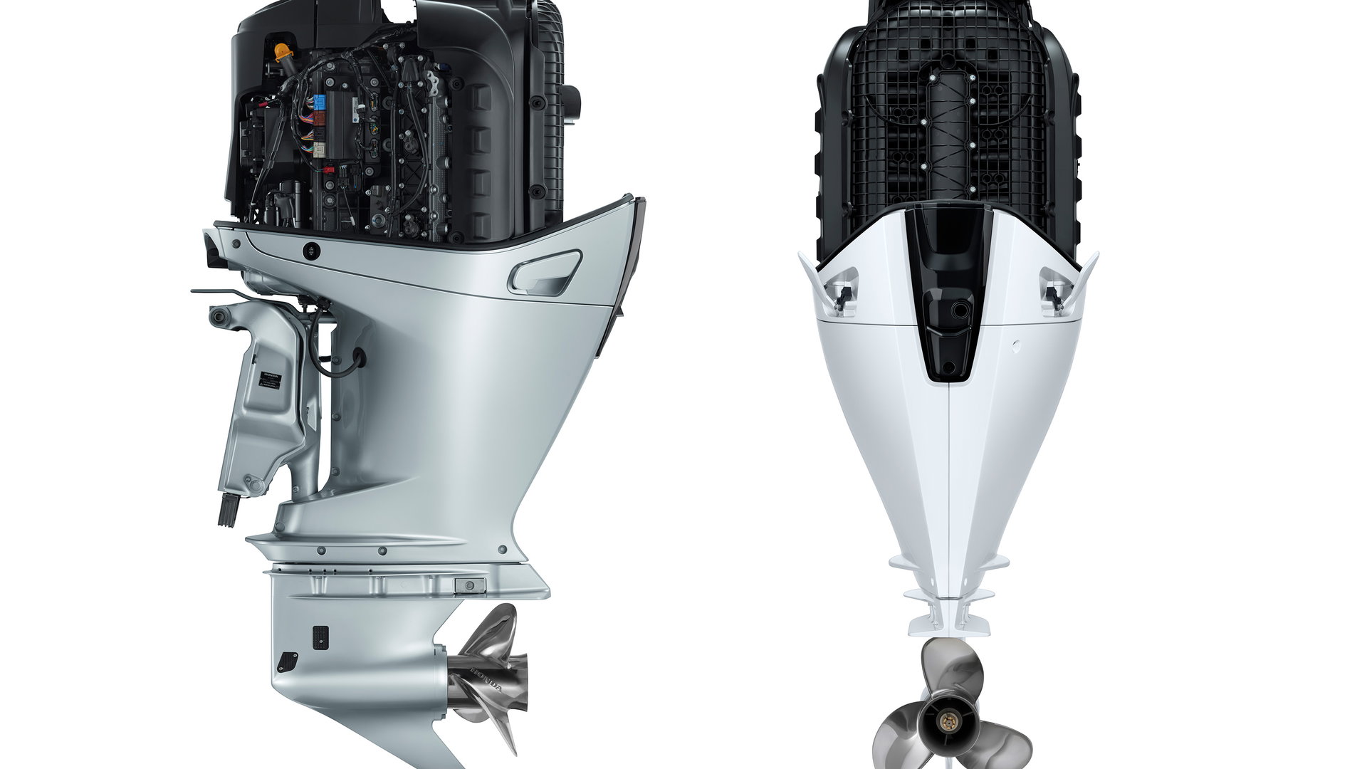 Honda B350 outboard V8 with engine cover removed