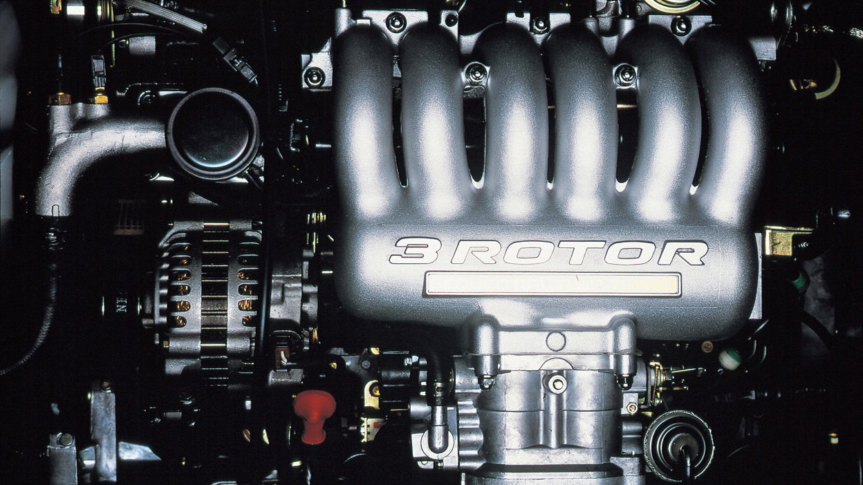 Mazda says the 'spirit' of its V12 lived on in other engine projects, including the three-rotor 20B used in the Eunos Cosmo.