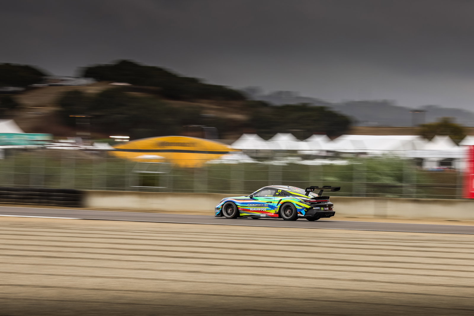 A Porsche Carrera Cup car at Laguna Seca
