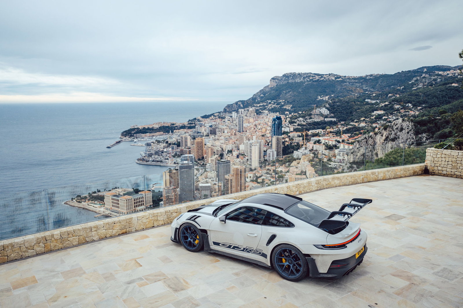 Porsche 911 GT3 RS overlooking Monte Carlo