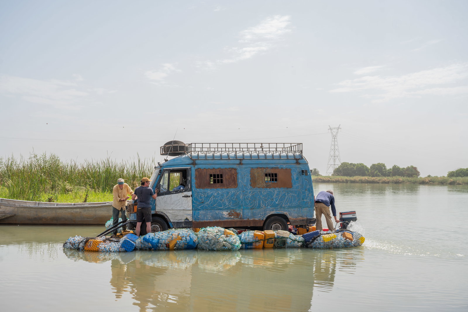 The Grand Tour presenters take a van across a river