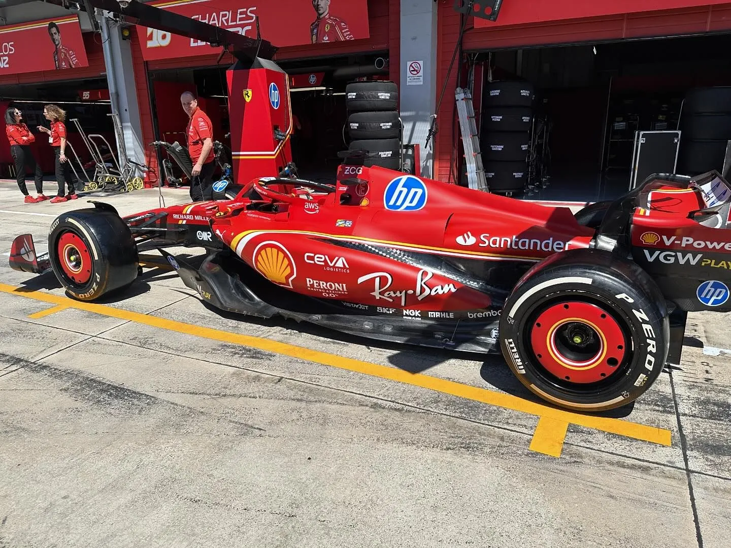 Ferrari SF-24 in the pits at Imola