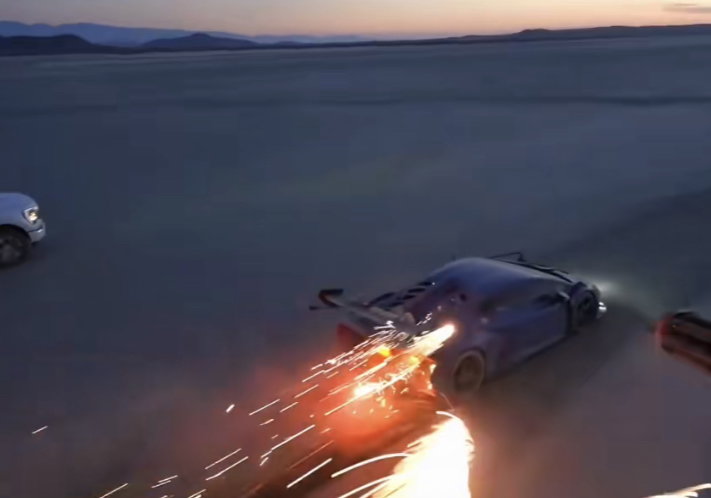 A still from a TikTok showing the stunt in question