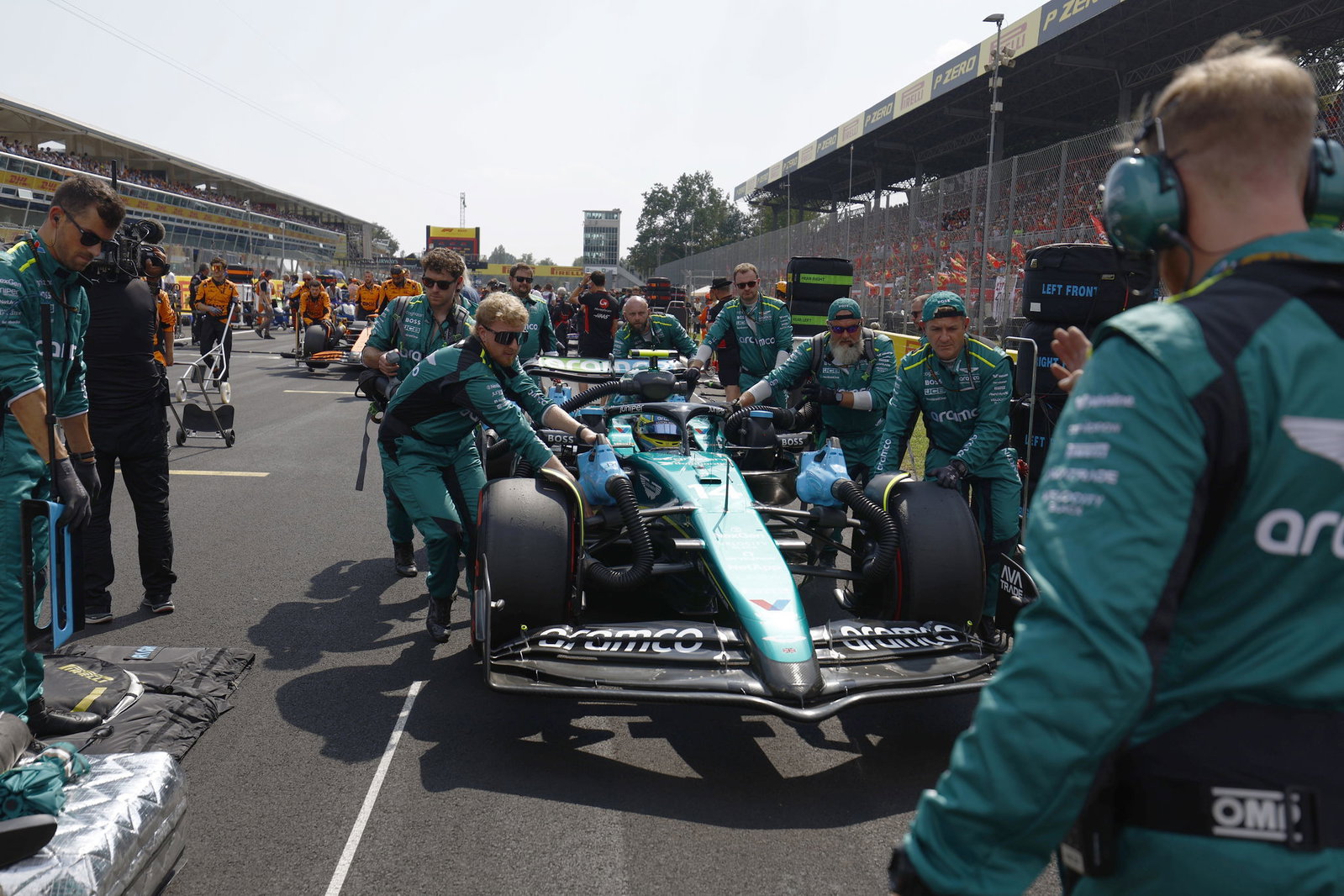 Fernando Alonso lining up on the grid at the Italian GP