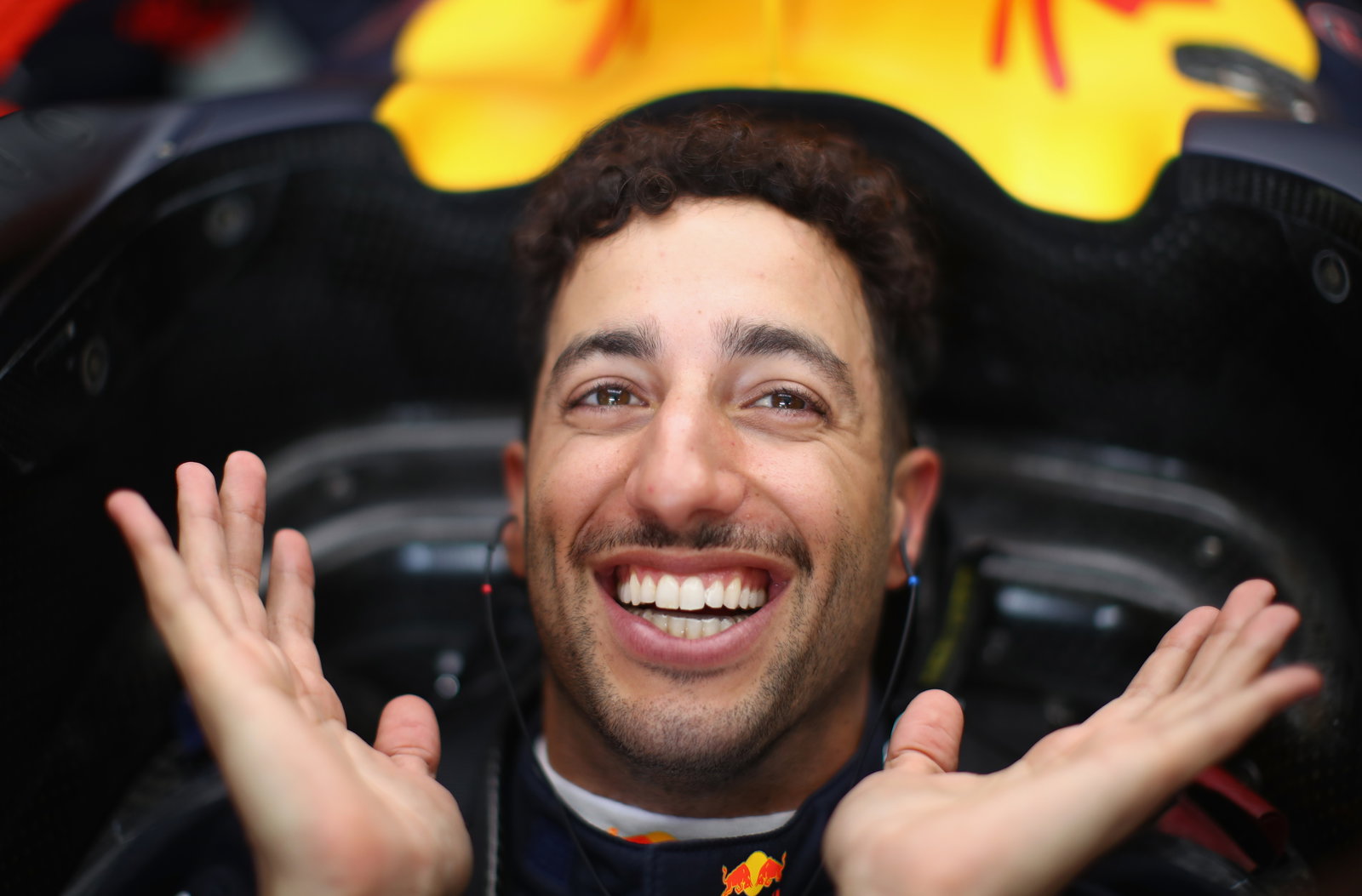 Daniel Ricciardo in a Red Bull F1 car cockpit