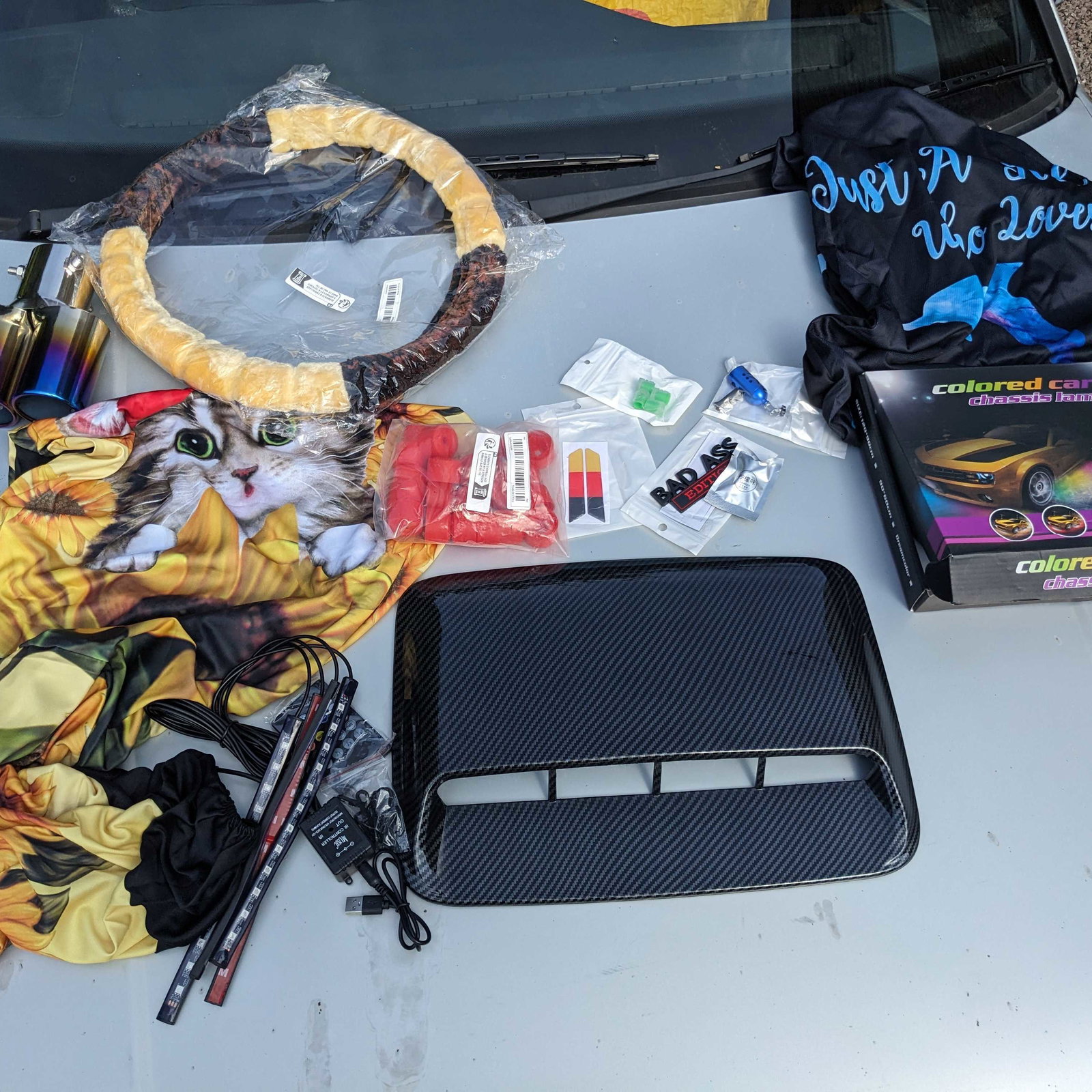 A selection of parts and accessories bought from Temu