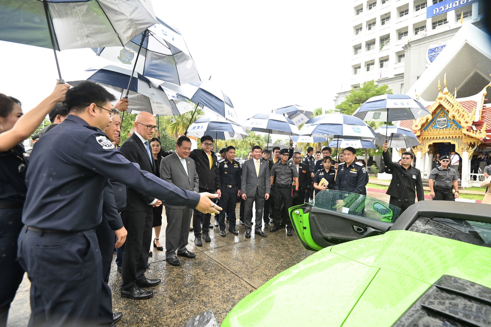 A stolen Lamborghini Huracan upon its recovery in Thailand