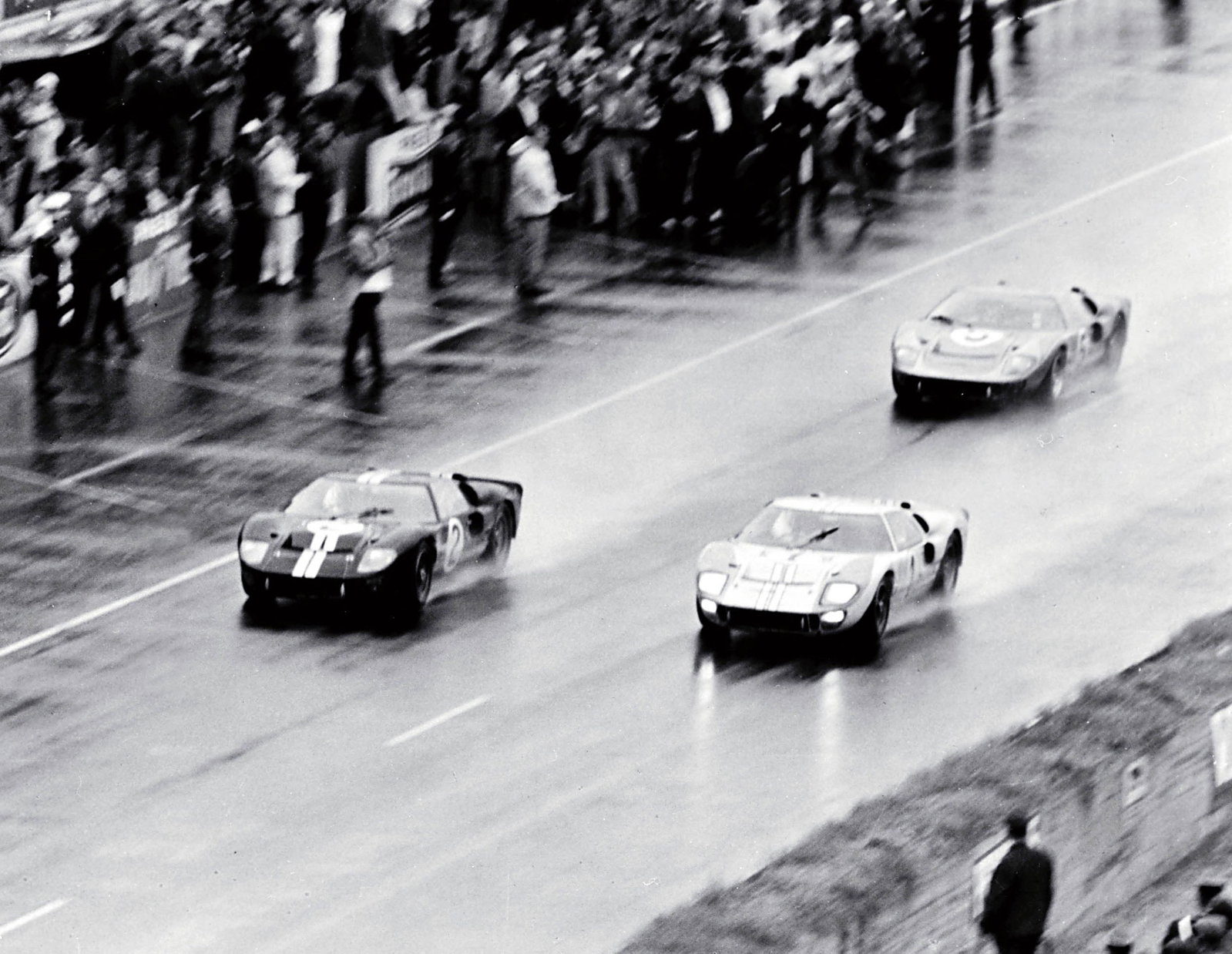 Ford GT40s sweep the podium at the 1966 24 Hours of Le Mans