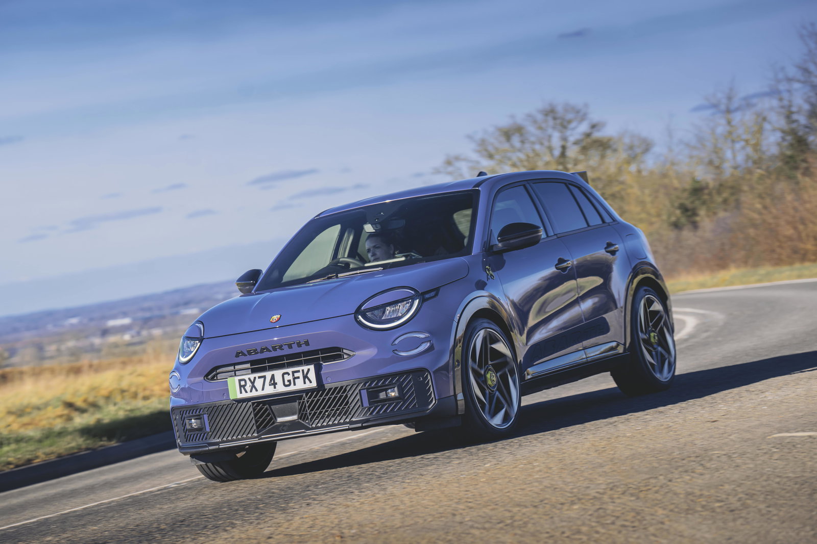 Abarth 600e - front, driving