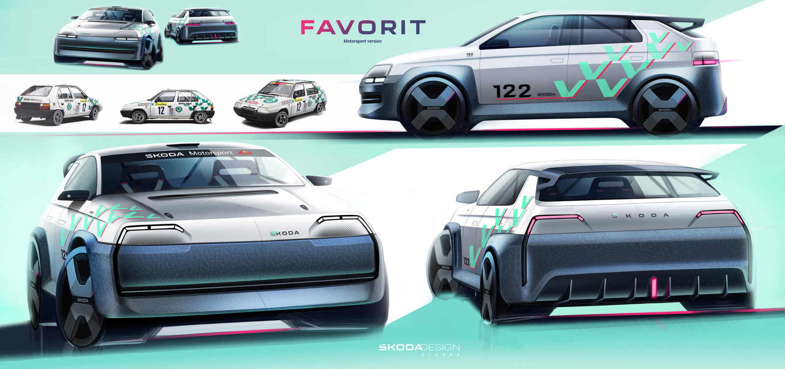 Skoda Favorit EV concept and original - rally versions