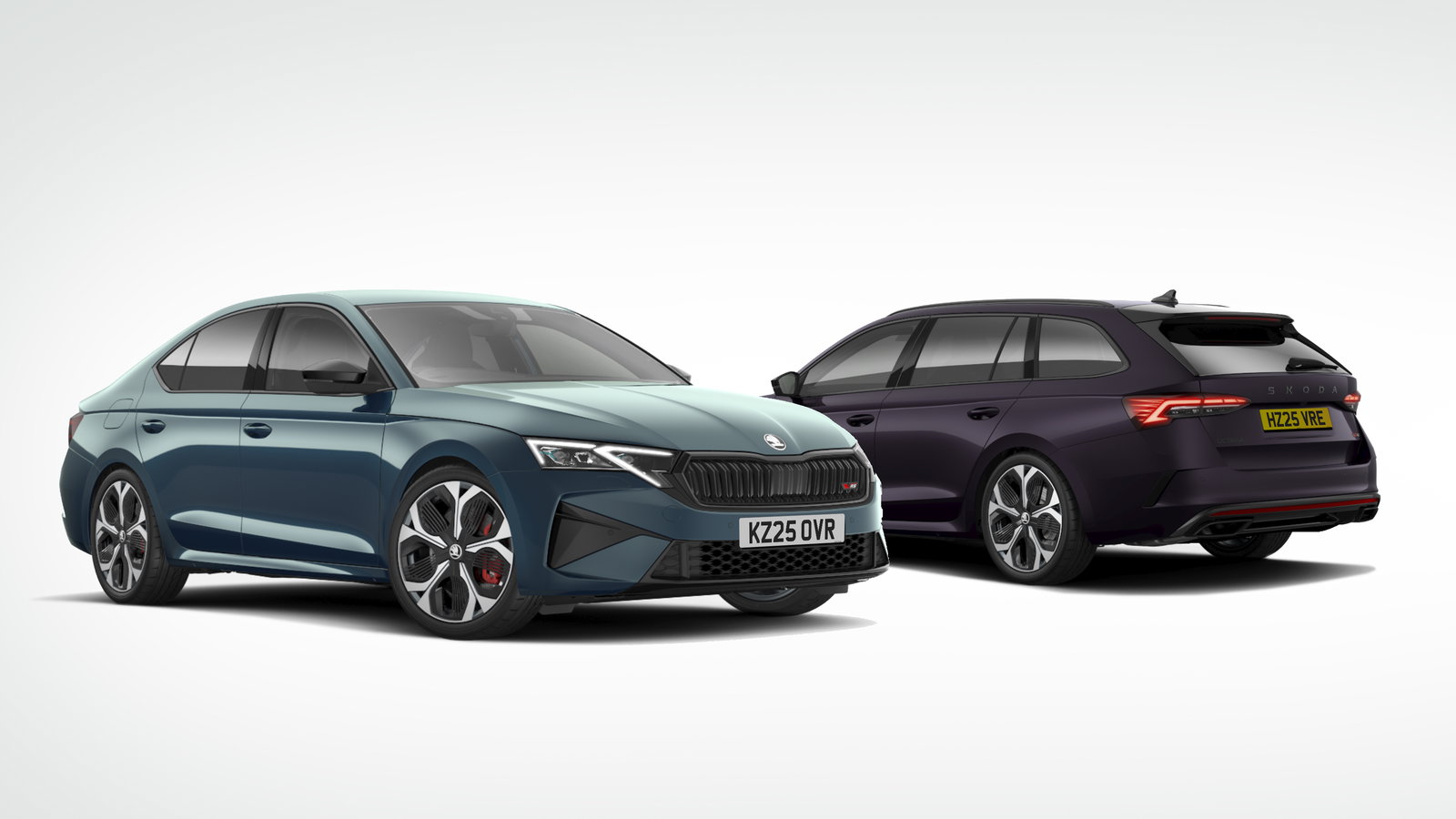 Skoda Octavia vRS, Water World Green and Space Violet
