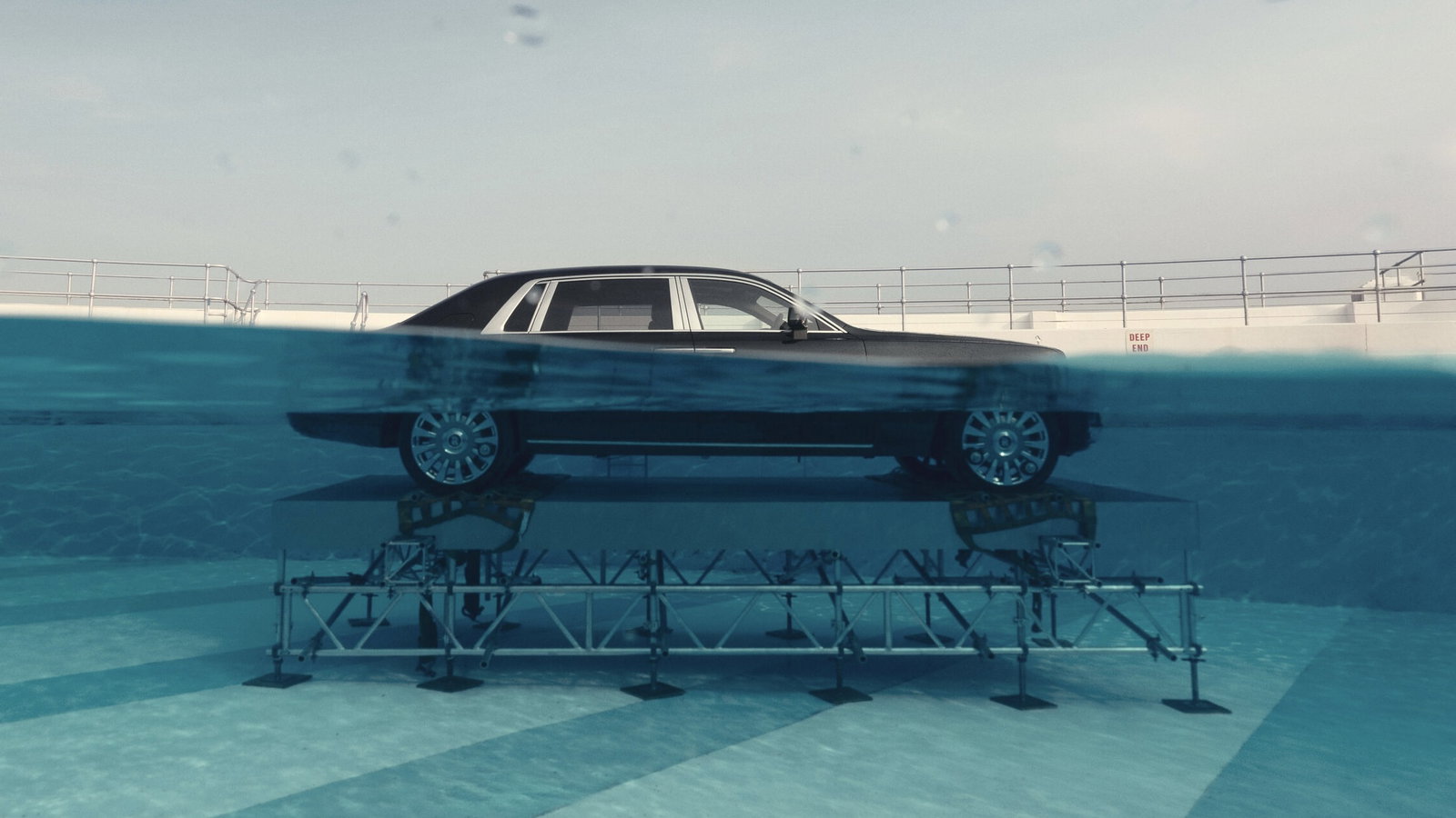 Rolls-Royce Phantom in a swimming pool - side