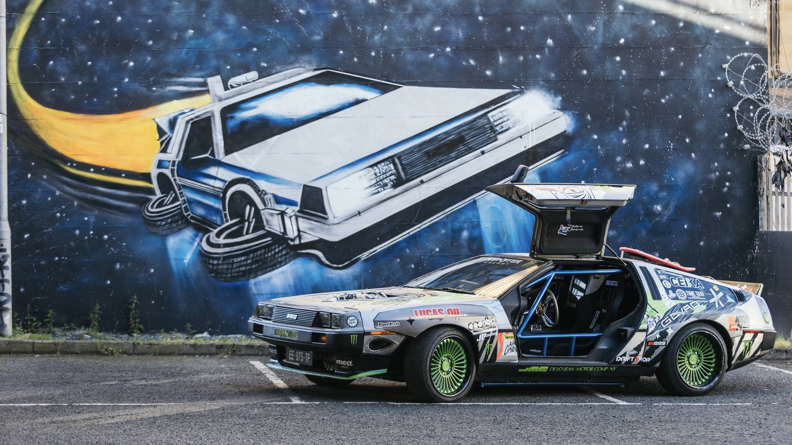 Alexandre Claudin's drift DeLorean in Belfast | Credit: Hype Factory