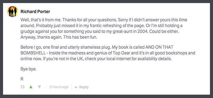 Former Top Gear Script Editor Richard Porter Reveals All In This Brilliant CT AMA
