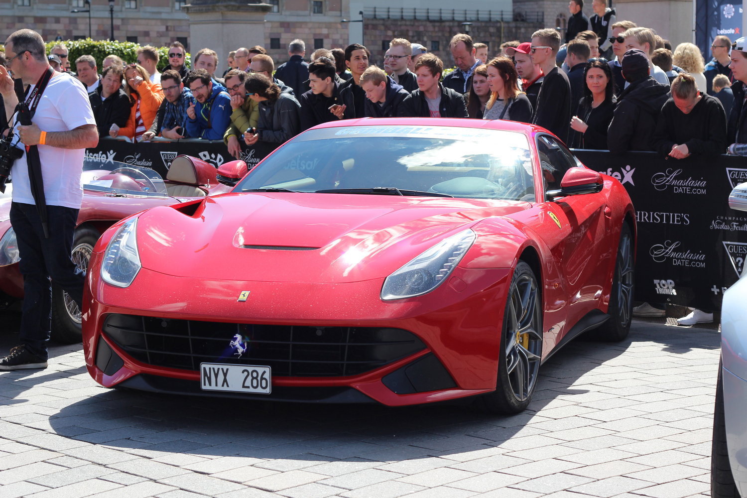 A Ferrari F12 awaiting its official stickers
