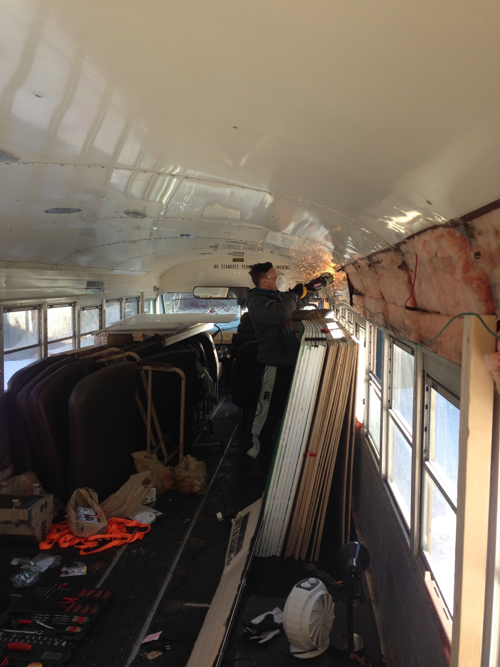 Panels were removed to allow insulation to be fitted.