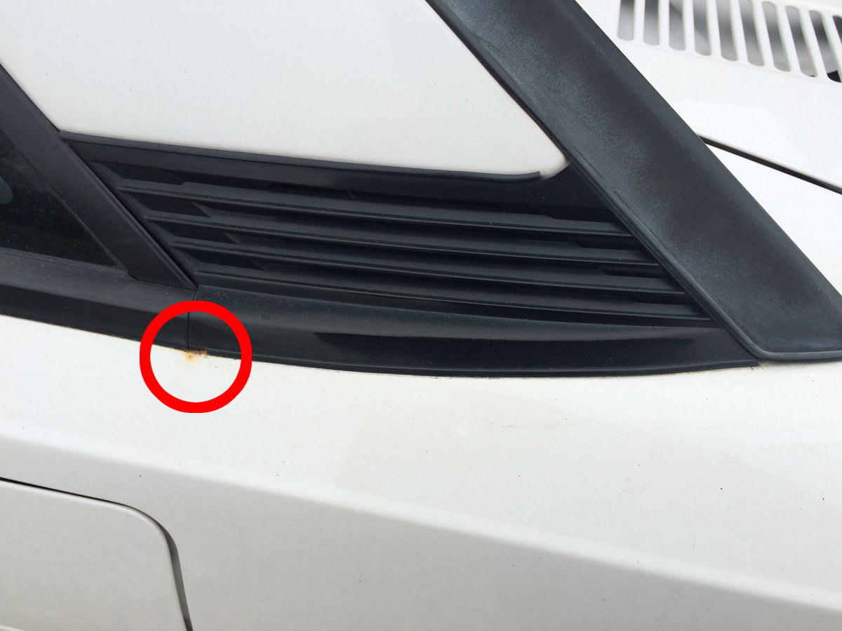 There will likely be rust near the rain gutter drain, a little is nothing to worry about but anything larger than a penny could be problematic.