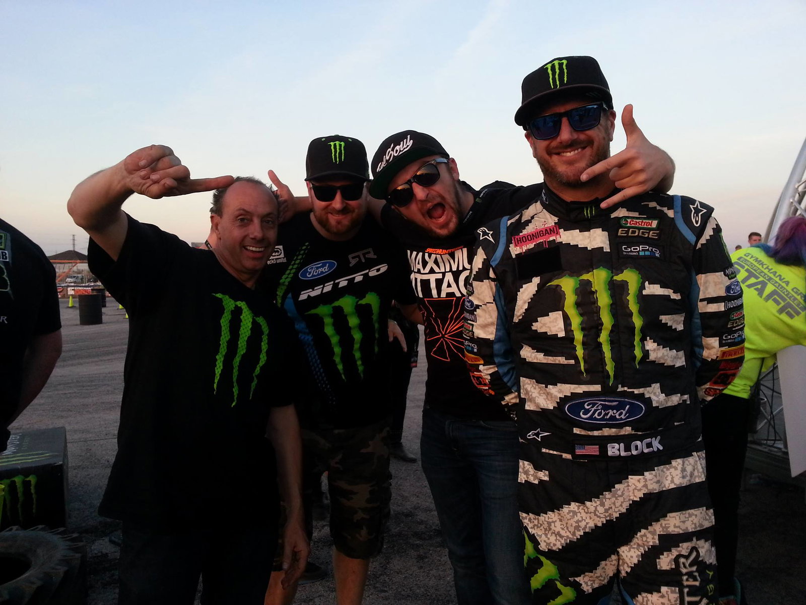 Left-to-Right: Terry Grant, Vaughn Gittin Jr, me, Ken Block.