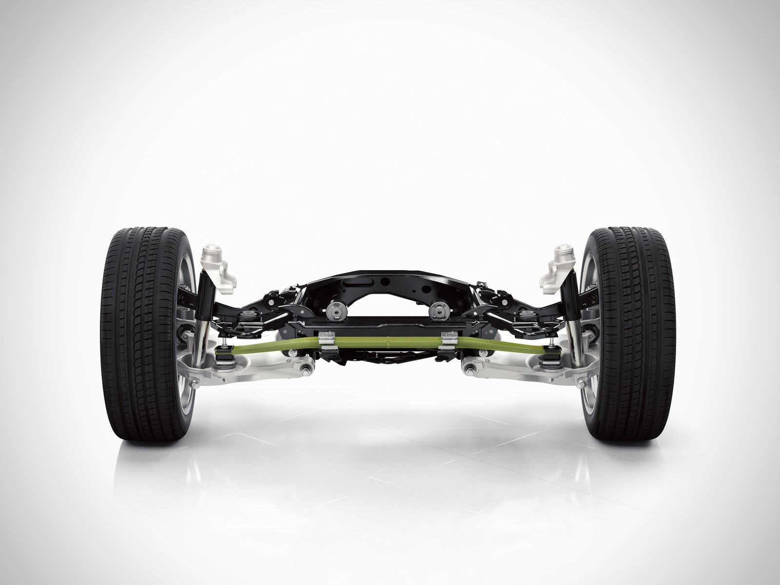 As on the XC90's integral link rear suspension setup (above), the S90/V90's system features a leaf spring