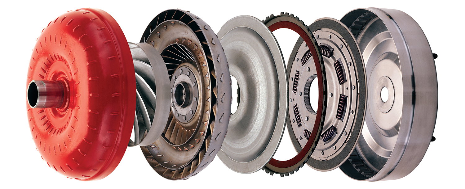 The components of a torque converter, including a lockup clutch