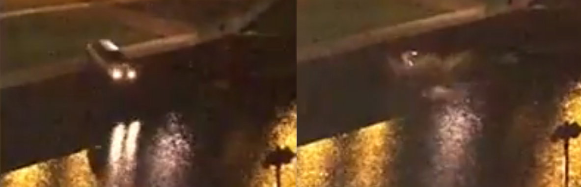 Idiotic Joyrider Pulls Handbrake Turns On Main Road, Then Dumps Car In River