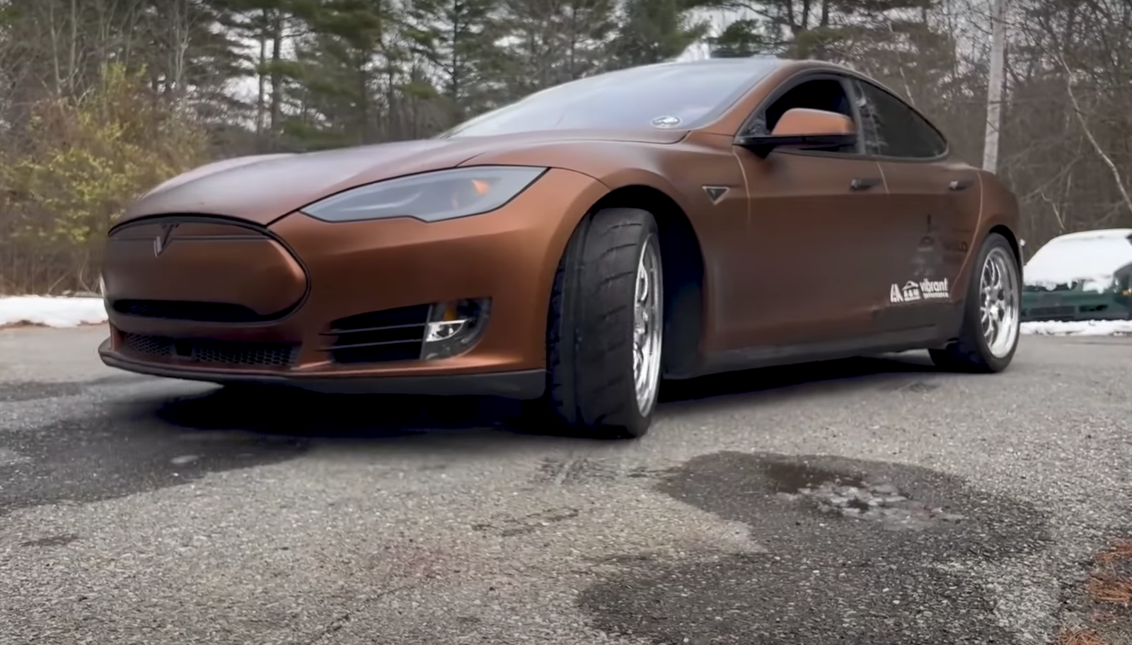Hearing The World's First V8-Swapped Tesla In Action Is Downright Bizarre