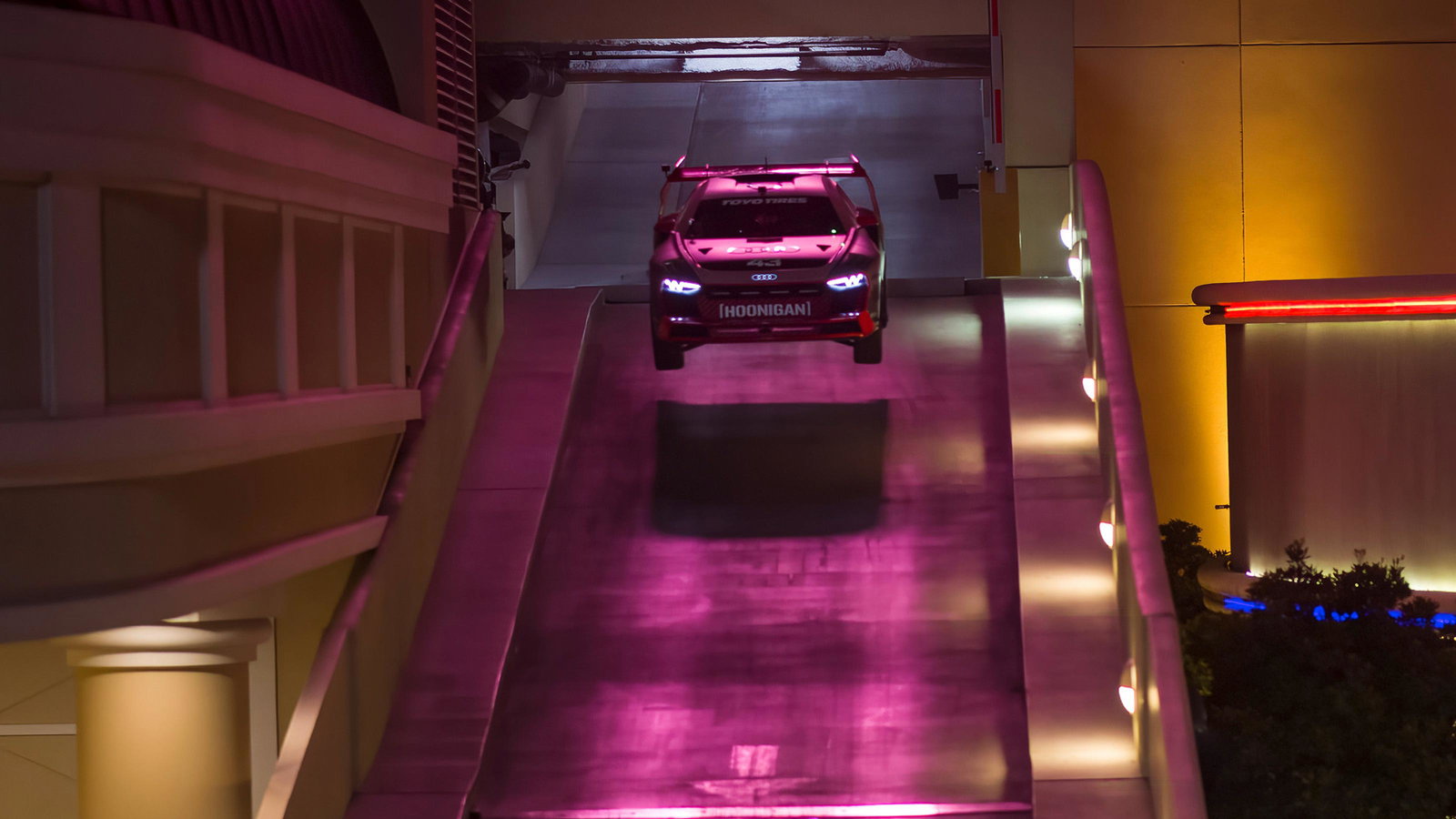 Ken Block’s Audi S1 Hoonitron Tears Up Vegas Strip In ​​Electrikhana Video